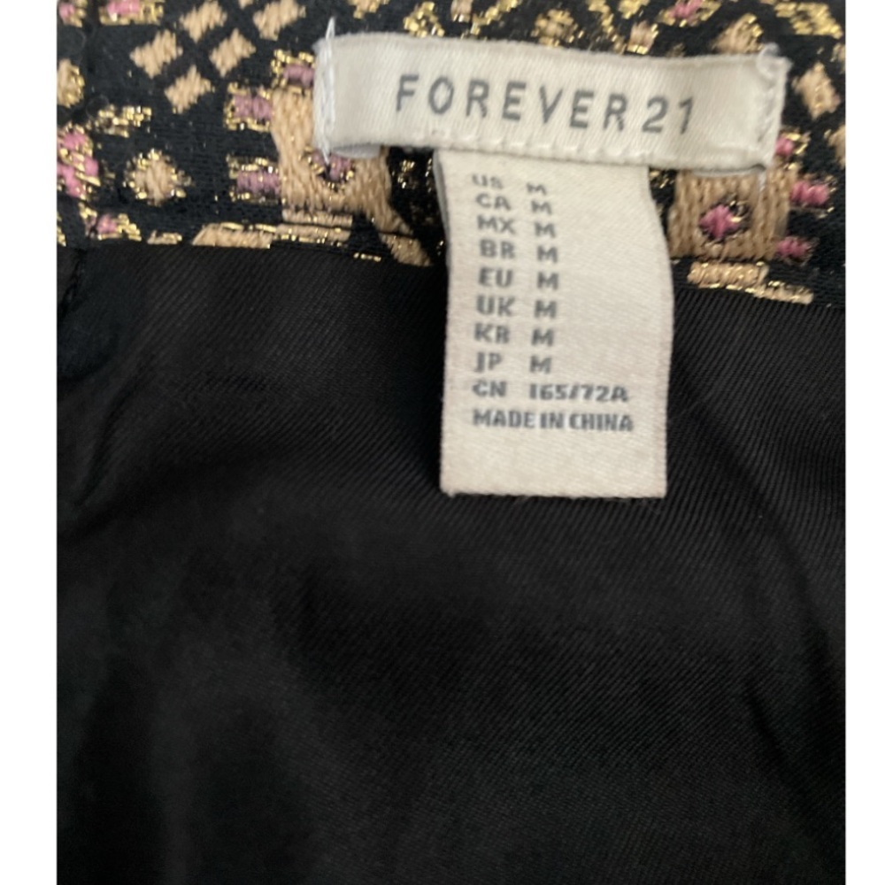 Forever 21 Black and Gold Patterned Mini Skirt - Picture 2 of 3